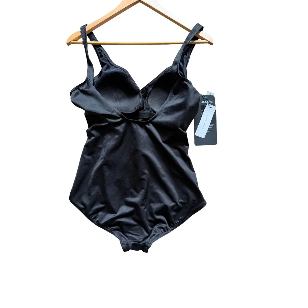Miraclesuit Oceanus One Piece Swimsuit Women 16 Black Tummy Control New